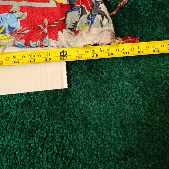 Floral Autumn Red & Gold Thin Knit Scarf Sarong Bohemian Festival Hipister - Picture 4 of 6